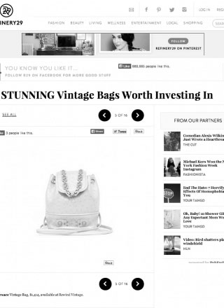 Rewind Vintage featured in Refinery 29 online magazine black and white